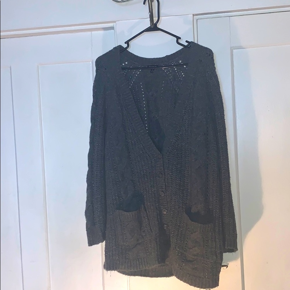 Torrid gray chunky cardigan cable knit sweater